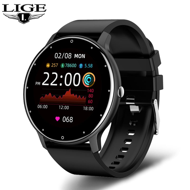 Relógio Inteligente Esportivo com Caixa, Smartwatch, Tela Full Touch, Fitness à Prova d'Água IP67, Bluetooth, Masculino para Android, iOS, 2022