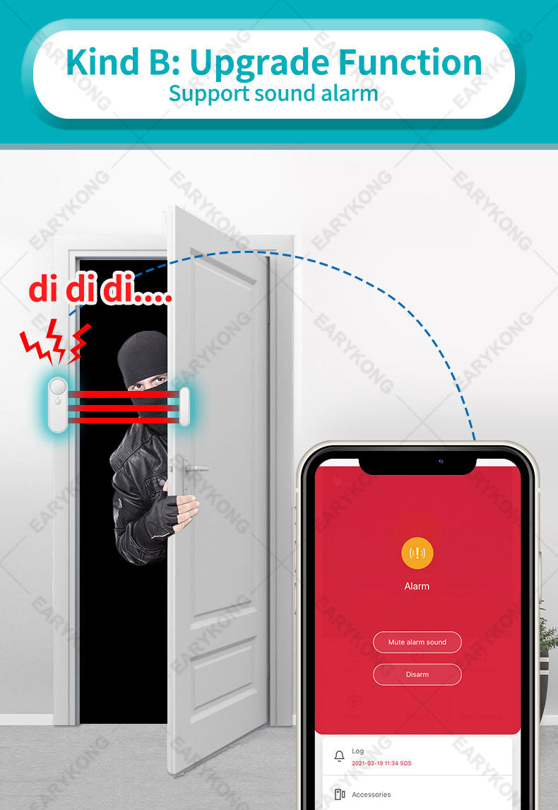 Tuya wifi inteligente, sensor de porta aberta/fechado, detectores wi-fi de alarme home