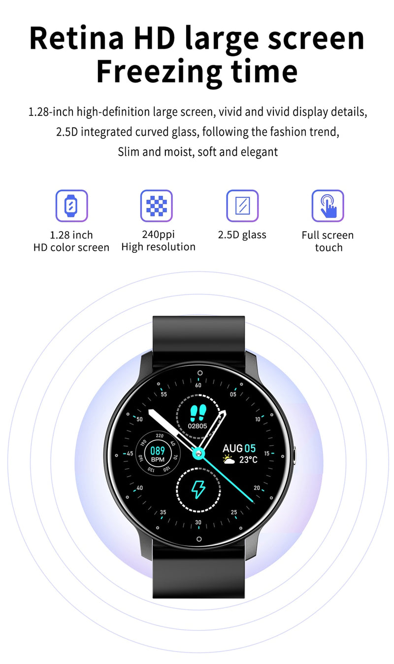 Relógio Inteligente Esportivo com Caixa, Smartwatch, Tela Full Touch, Fitness à Prova d'Água IP67, Bluetooth, Masculino para Android, iOS, 2022