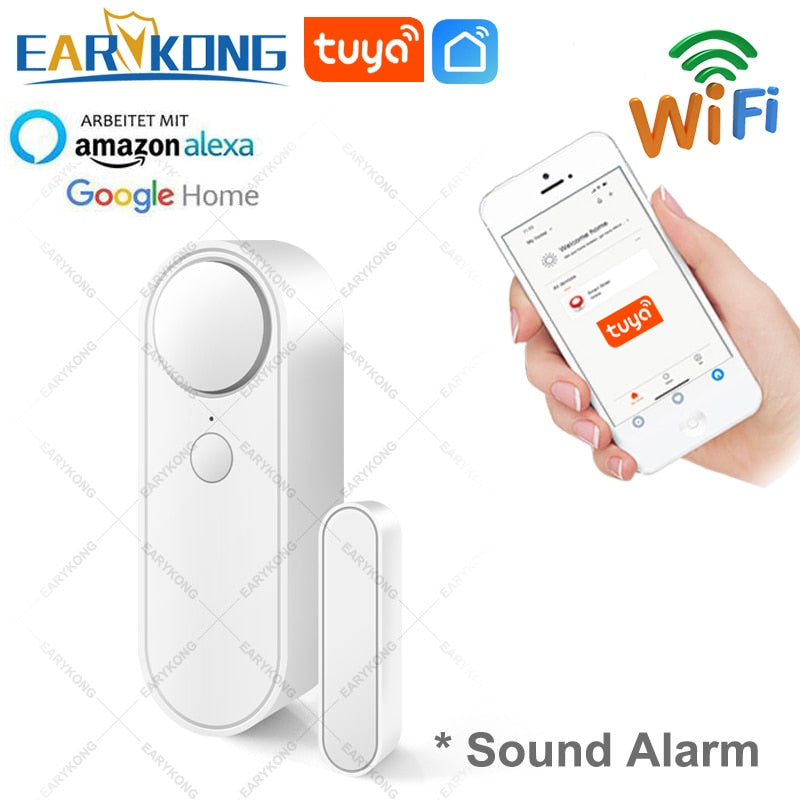 Tuya wifi inteligente, sensor de porta aberta/fechado, detectores wi-fi de alarme home