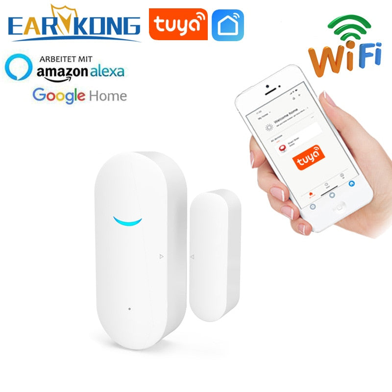 Tuya wifi inteligente, sensor de porta aberta/fechado, detectores wi-fi de alarme home