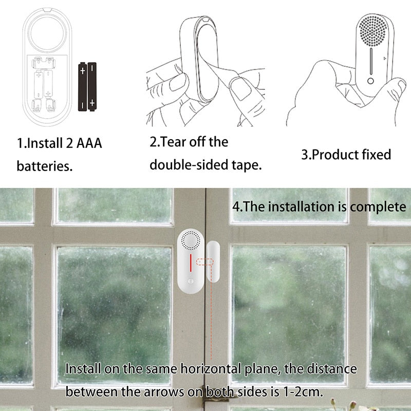 Tuya wifi inteligente, sensor de porta aberta/fechado, detectores wi-fi de alarme home