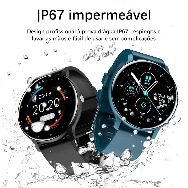 Relógio Inteligente Esportivo com Caixa, Smartwatch, Tela Full Touch, Fitness à Prova d'Água IP67, Bluetooth, Masculino para Android, iOS, 2022