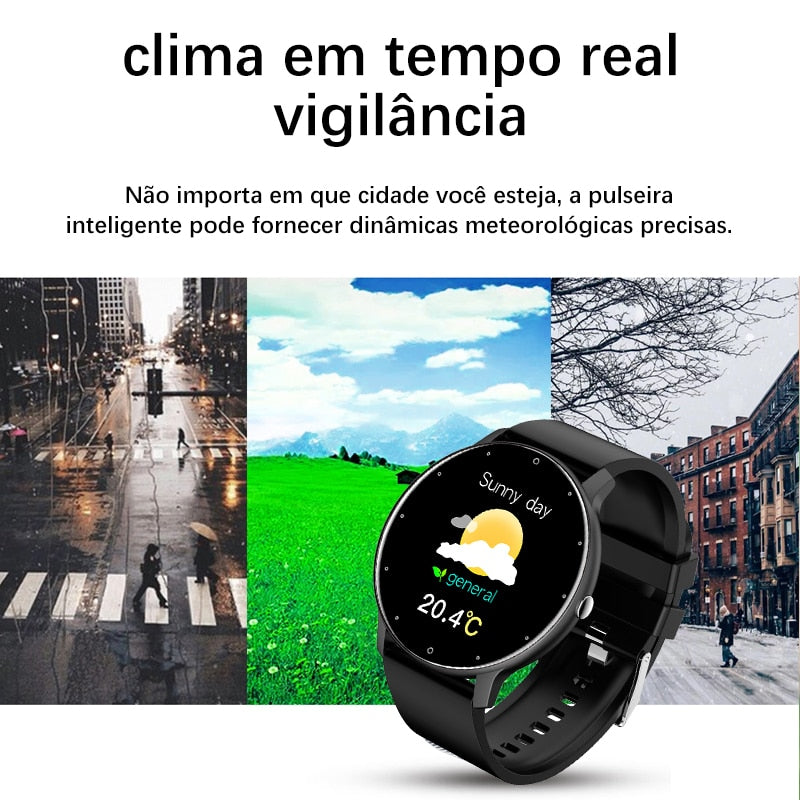 Relógio Inteligente Esportivo com Caixa, Smartwatch, Tela Full Touch, Fitness à Prova d'Água IP67, Bluetooth, Masculino para Android, iOS, 2022